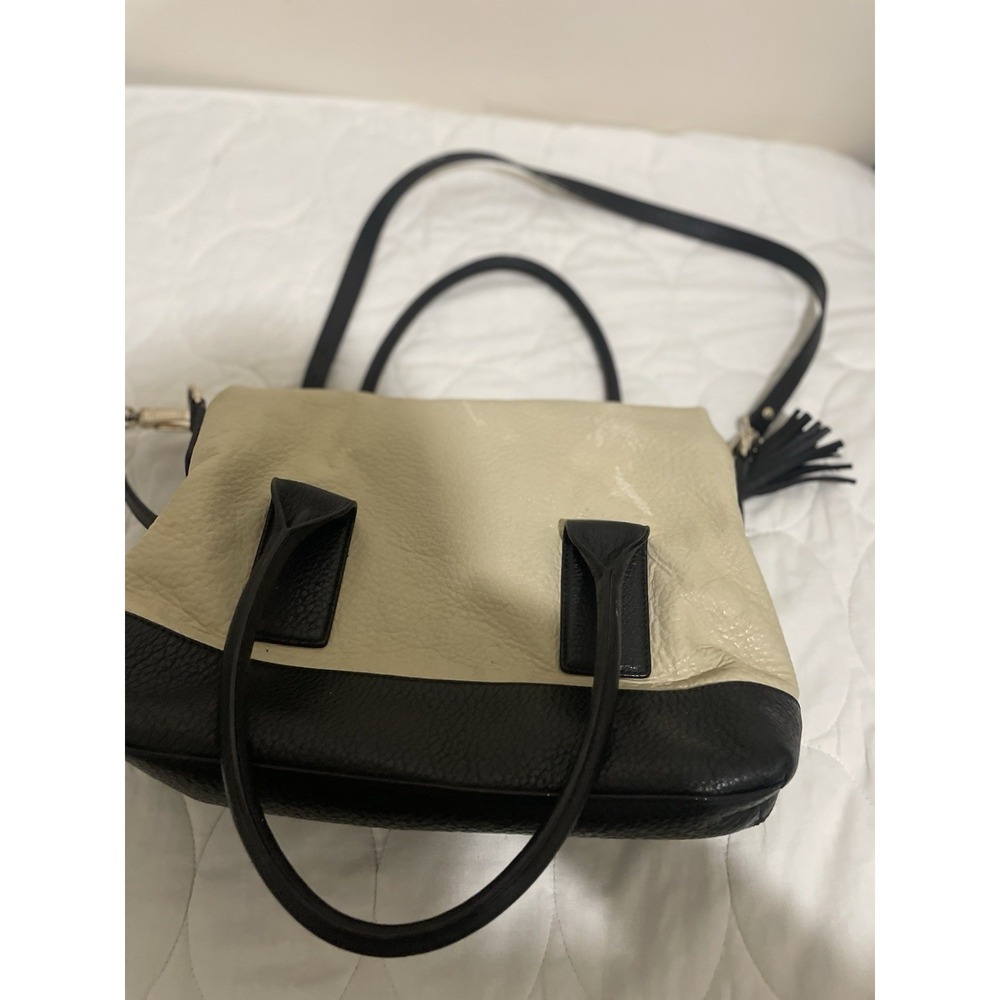 Kate Spade Southport Avenue Carmen Convertible Satchel Cream Black Leather Bag - Picture 5 of 12
